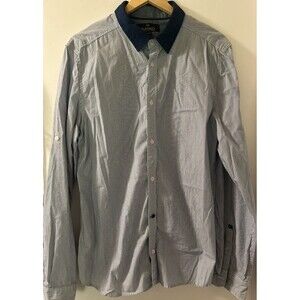 Buffalo David Bitton Slim Fit Men's Size XL/TG Blue Striped Cotton Casual Shirt